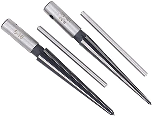 Faneta T Handle Taper Reamer Set 3-13Mm(1/8''-1/2'') & 5-16Mm(½"-5/8") Bridge Pin Hole Hand Held Tapered Reamers 6 Fluted Chamfer Reaming Guitar Woodworker Luthier Tool (Set Of 2) #TOP4