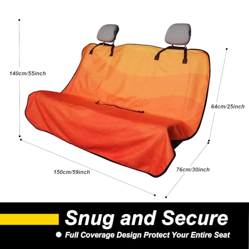 Image of Back Seat Cover for Car Trucks Van SUV Jeep,Waterproof Rear Bench Towel Seat Covers for Dogs and Kids,Automotive Backseat Protector (Orange)