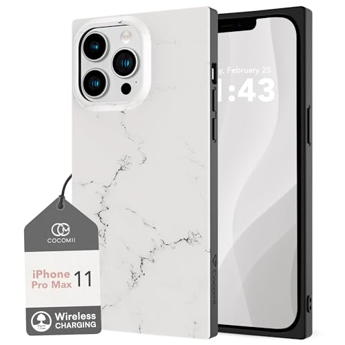 Cocomii - Rectangle Case Compatible with iPhone 11 Pro Max - Natural Marble, Timeless Pattern, Glossy, Women Girls Men, Protective Phone Case for iPhone 11 Pro Max 6.5 inch, White