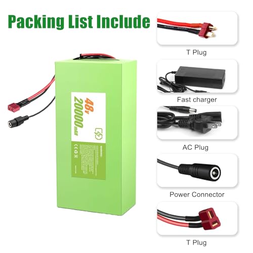 Image of VISET 48V Battery Pack 36V /48V /10Ah /14Ah /20Ah, Lithium Li-ion Battery for 350W 450W 750W 1000W for DIY Project