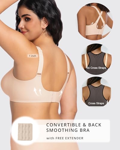 Image of Vinfact Womens V Lace Wireless Seamless Bras No Underwire Comfort Push Up Bras Supportive Full Coverage Bralettes T Shirt Bra