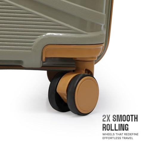 Image of Police Origine Cabin Trolley | 65L Capacity TSA Lock 8 Smooth 360 Spinner Wheels Telescopic Handle PP Hard Shell | Lightweight 20 inch Cabin Luggage for Travel & Weekend Trips (Beige /TAN) (Olive /Tan)