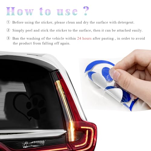 Image of DXNQ Pet Dog Paw Puppy Love Heart Vinyl Decal, 4.6 inch 3.7 inch Heart with Dog Paw Print Reflective Bumper Sticker, Cute Waterproof Puppy Footprint Heart Decal for Window, Laptop, Wall (Black)