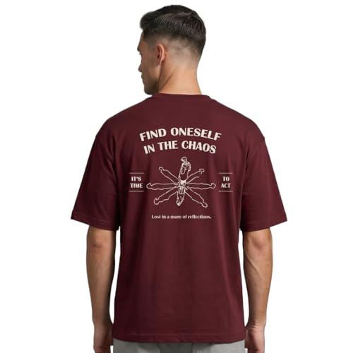 Image of Nobero Men's Oversized Graphic T-Shirt for Men | Soft Cotton | Drop Shoulder Relaxed Fit | Printed Casual Tshirt for Men