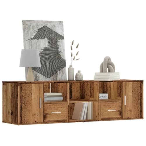 Gecheer Mueble de Esquina Madera de ingeniería Envejecida 160x40x45 cm,Estantería Esquinera,Libreria con Estantes Almacenaje