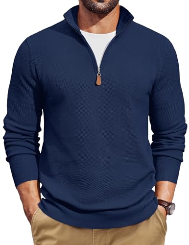 COOFANDY Men's Quarter Zip Pullover Slim Fit Sweater