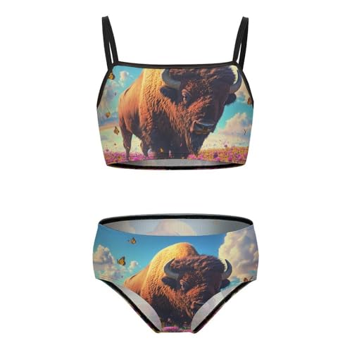 Buffalo Bison Field Girls Bikini Swimsuit Two Piece Bathing Suit Beach Swimwear
