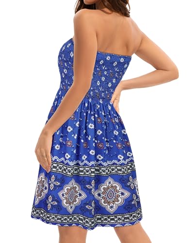Image of elescat Summer Dresses for Women 2026 Strapless Casual Beach Cover Ups Tube Top Sundress