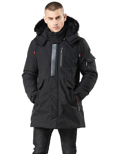 Image of WEEN CHARM Men's Warm Parka Ski Jacket Water Resistant Puffer Jacket Long Winter Coat with Removable Faux Fur Hood