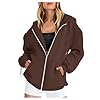 Custom Hoodies With Photo Image And Text,Oversized Personalised Hooded Sweatshirts For Women Zip Up Design Your Own Hoodies Front/Back Printed T Shirts Personalised with Pockets Brown #3