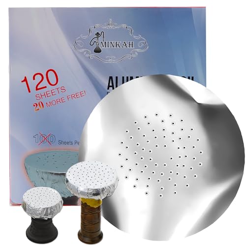 120 PCS Hookah Foil with Holes Hookah Accessories Pre Punched Aluminum Foil & Heavy Duty Pre-Poked Shisha Foils 5.5 Inches 0.03mm 120 Sheets(Add Quantity and Load)