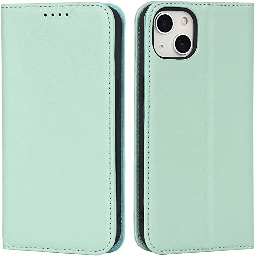 Étui à rabat pour iPhone 13 vert qui absorbe les chocs