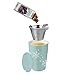 Tea Forte Single Steeps Starter Set Gift Set with Ceramic 12 oz Tea Infuser Mug and 15pk Single Steeps Loose Tea Sampler, Blue Snowflake