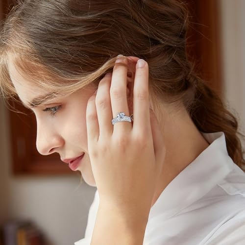 Moissanite Women's Bridal Rings Sets, Wedding Engagement Ring Set for Women 925 Sterling Silver Moissanite Ring Set4