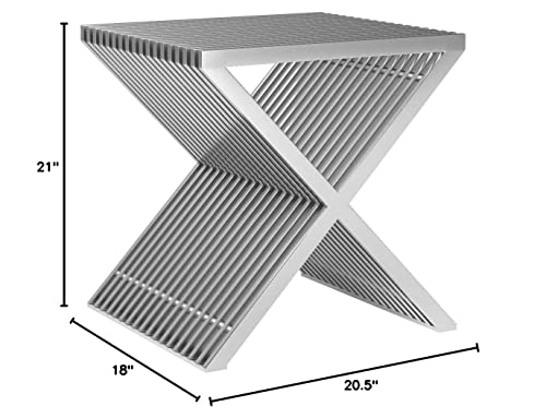 Modway Press Contemporary Modern Stainless Steel Accent Side End Table In Silver #TOP2