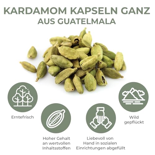 Foto von He-Ju Kardamom Ganz Grün 100g, Kardamom Kapseln, vegan, ohne Zusätze