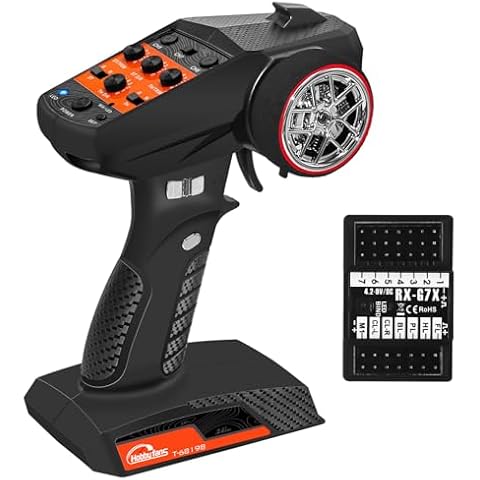 Hobby Fans RC Radio System 7CH 2.4G RC Transmitter with Receiver Anti-Jamming Remote Controller for RC Car Crawler Boat, Button Cover