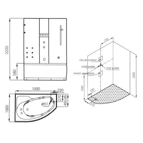 EAGO Dampfdusche DA328HF3 weiß/ 150×100/ links-6