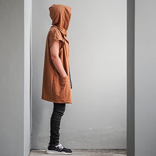 Image of Men's Sleeveless Noragi Hoodie Oversized Kimono Jacket One Size Vest Cardigan Gym Coat (Golden Mustard)