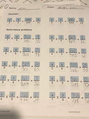 Channie’s One Page A Day Workbook, Beginner Single Digit Fraction Math Practice Worksheets, 50 Pages Front & Back, 25 Sheets, Grades 3Rd, 4Th, And 5Th, Size 8.5” X 11” Summer School, Summer Bridge #TOP7
