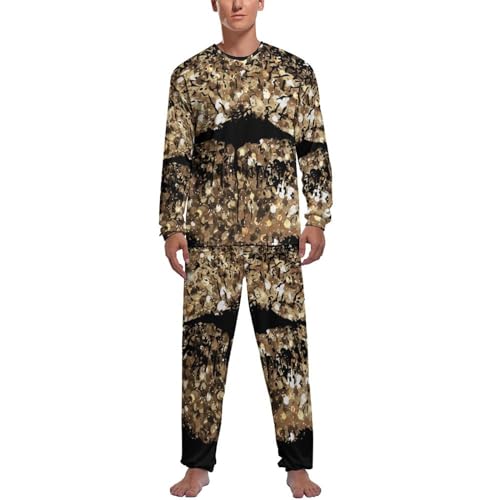 Pyjama homme confortable Lèvres Pailletées d'or pour vos soirées
