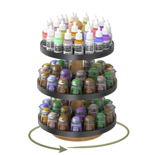 Image of Evemodel Rotatable Paint Organizer Pigment Bottle Spinning Rack Stand Desktop Holder Shelf (1 layer small 2 layers big holes)