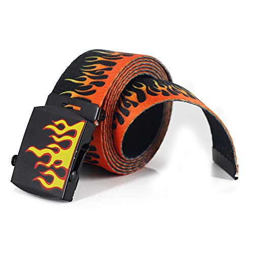 Aibearty Unisex Flame Print Nylon Webbing Belts Fashion Metal Buckle Waist Belt For Women Men Kids Jeans Shorts Pants #TOP3
