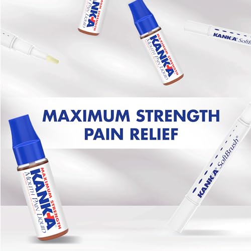 Image of Kank-A Mouth Pain Liquid, Maximum Strength, Canker Sore Medicine, 0.33 oz | Forms a protective coating for mouth sores, maximum pain relief, includes applicator