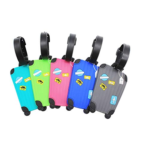 5 Pcs Equipaje Etiqueta, Silicona Etiquetas de Equipaje de avi�n Bolso Tag Maleta de Viaje ID Name- Identificador Etiqueta (5 Colores)