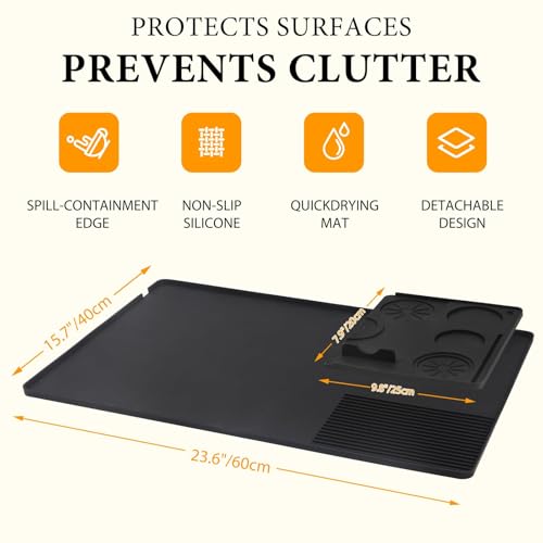 Image of MTRoyaldia Coffee Maker Mat for Kitchen Counter with Tamping Mat, 40x60cm Silicone Coffee Bar Pad, Anti-Slip, Heat Resistant Pad for Espresso Machines, Dinner Plates, Ice Cream Machines