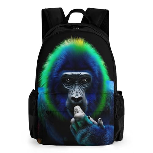Supdreamc Men Women Polyester Colorful Orangutans Art Daypack Backpack Large Capacity Carry On Bag With Smooth Zippers for Hiking Picnic Walking Cycling