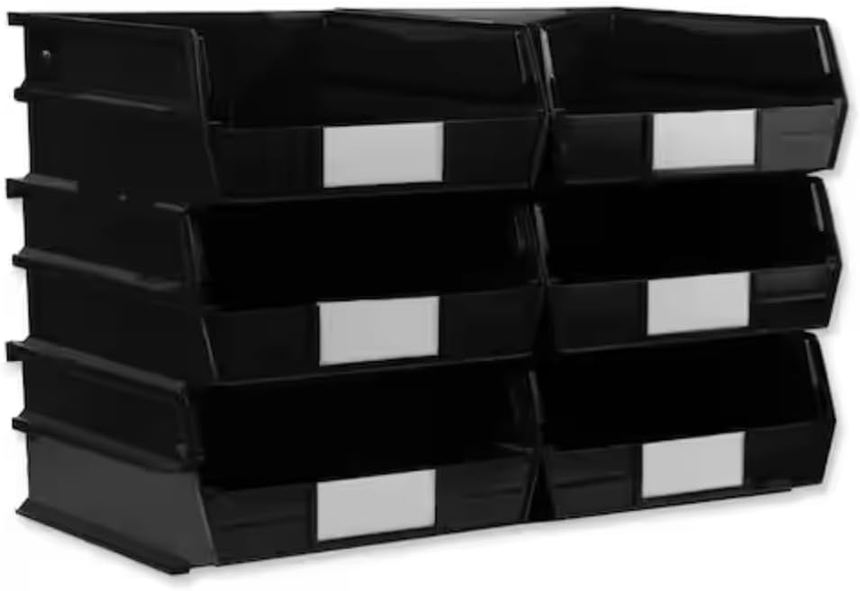 2.0-Gal. Stacking Hanging Interlocking Storage Bin in Black (6-Pack) DS12876