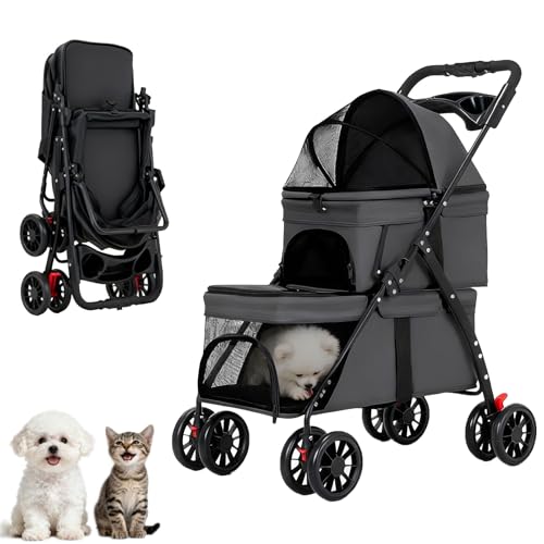 YYW Double Pet Stroller for Small Cats and Dogs,...