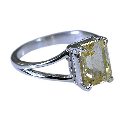 Citrine Naturelle Argent 925 bague rectangle homme femme unisexe