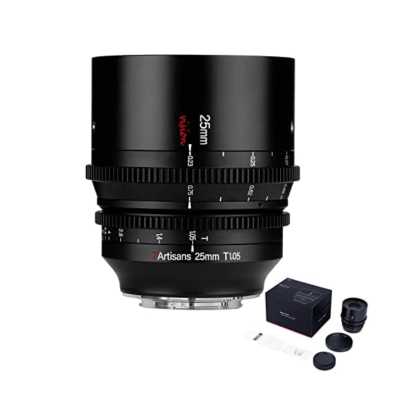 7artisans 25mm T1.05 Cine Lens for Sony-E-Mount Camera,Manual APS-C Focus Large Aperture Mirrorless Camera Lenses