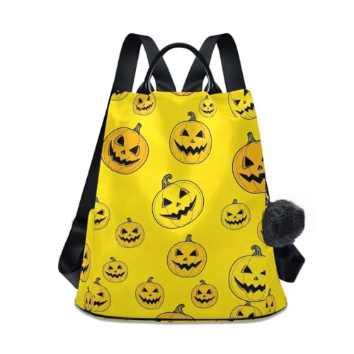 Sac à dos femme citrouilles jaunes antivol avec pompon doux