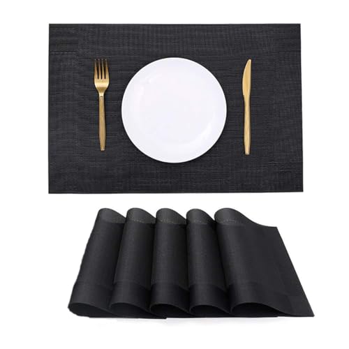Soulnioi Placemats Set of 6, PVC Washable Table Mats Heat Resistant Dinner Plate Mats for Kitchen Dining Table