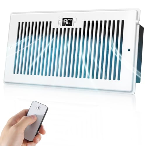 BIOWIND Quiet Register Booster Fan Fits 6 x 12 Register Holes 10-Speed Smart Heating Cooling AC Vent Fan with Remote Control and Thermostat Control - White