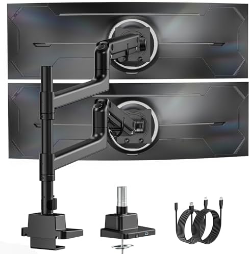monTEK 17-57 Inch Dual Ultrawide Monitor Arm for Up to 59.4lbs Sc...
