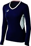 ASICS Women's Team Performance Volleyball Long Sleeve Tee, Navy/White, X-Small
