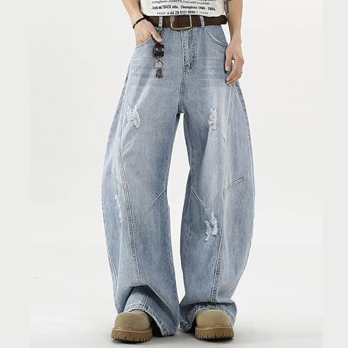 Pantalones vaqueros holgados Y2K unisex de pierna ancha y estilo hip hop para uso diario 5