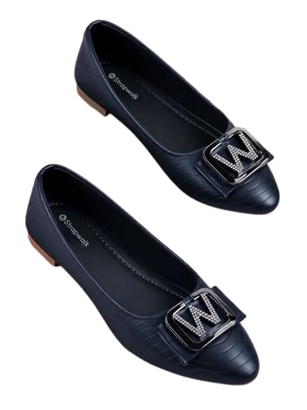 Women's Beige Textured Ballet Flats with Premium Crystal Monogram Buckle | Comfortable Slip-On Bellies for Women | Lightweight Casual, Office, Formal Flat Shoes-image-2
