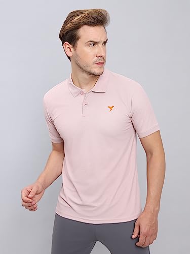 Image of TECHNOSPORT Men's Polyester Slim Fit Self-Design Short Sleeve Polo Matpiq T-Shirt with Anti Microbial, Techno Dry for Regular and Casual Use