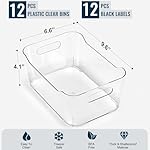 12 PACK Multi-Use Clear Plastic Storage Bins for Organizing w/ Labels - Home, Kitchen, Bathroom, Office, Pantry Cabinet Shelf Organizer Bins - SOHO Collection, RV, Fridge Organization Containers - Image 2