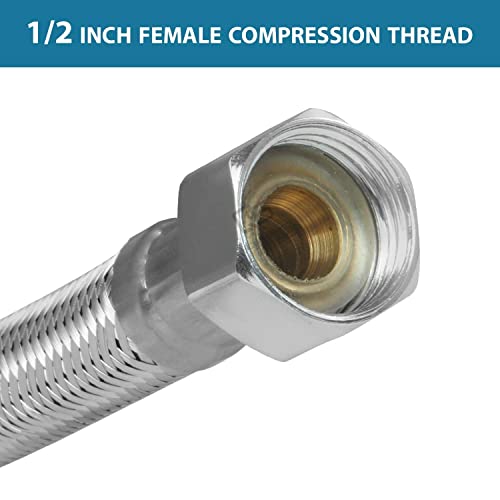 Image of SS-304 Heavy Duty Connection Pipe for Wash Basin, Geyser, Hot & Cold Water, Basin Mixer | Leak Proof Flexible Tap Connector Pipe | Rust Free, Durable, Long Life (24inch (Pack of 2)