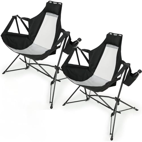 Chaise hamac de camping à bascule avec tissu respirant et structure acier durable