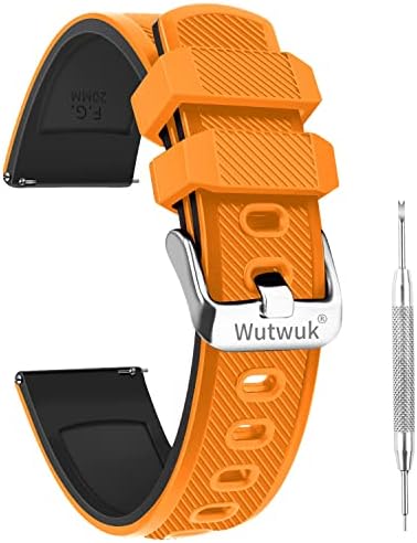 wutwuk Silicone Watch Strap 22mm 20mm 18mm Quick Release Soft Rubber Watch Replacement Band for Men Samsung Galaxy Watch/Garmin Watch/Huawei Watch/Fossil Watch - Black + Black Black Buckle 18mm