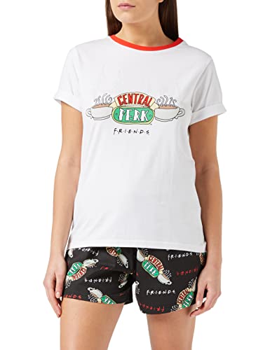 FRIENDS Womens Pyjamas Short Summer Pjs Sizes UK 8 to 22 Official Merchandise (16-18) White