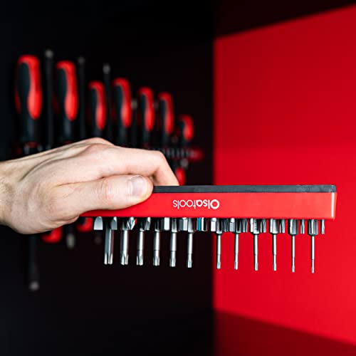 Olsa Tools Hex Bit Organizer With Magnetic Base | Professional Quality Hex Bit Holder For Your Specialty, Drill Or Tamper Bits (Red) #TOP5