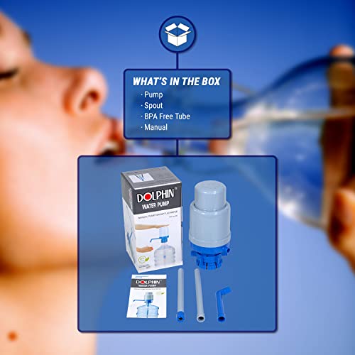 Dolphin Water Pump - Original Drinking Water Pump, Safe For Drinking Water [Bpa-Free], Manually Operated Water Dispenser For 5 Gallon Water Bottles (52Mm To 55Mm Crown-Top) #TOP1